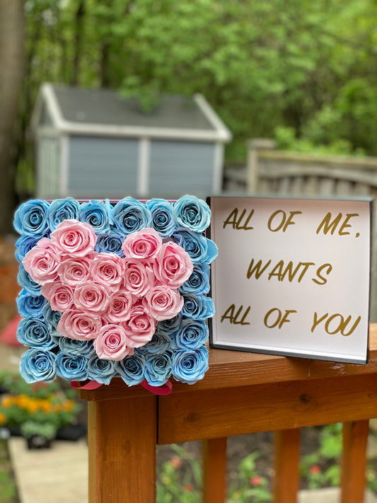 Real roses that last a year heart shap box
